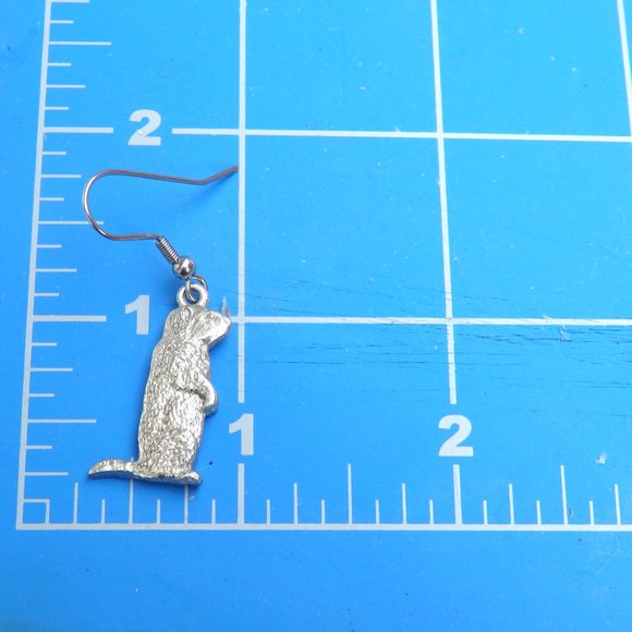 Pewter Groundhog Earrings 4120 - Picture 5 of 5